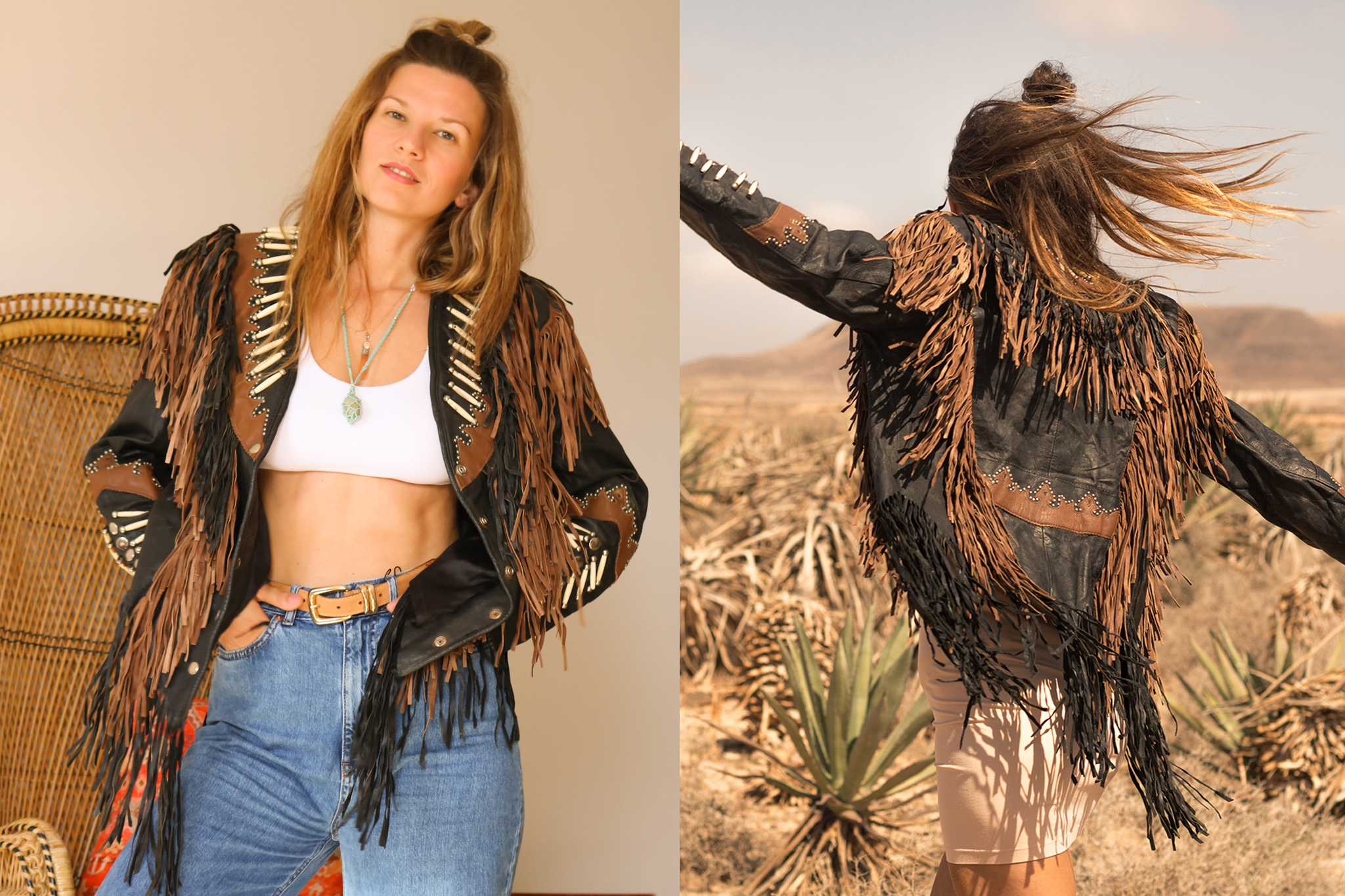 goddess vintage upcycle bohemian hippie boho original 70s jacket leather